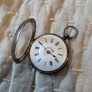 Women's Floral Hunter Pocket Watch - Ornate Enamel Dial, c.1890-1910